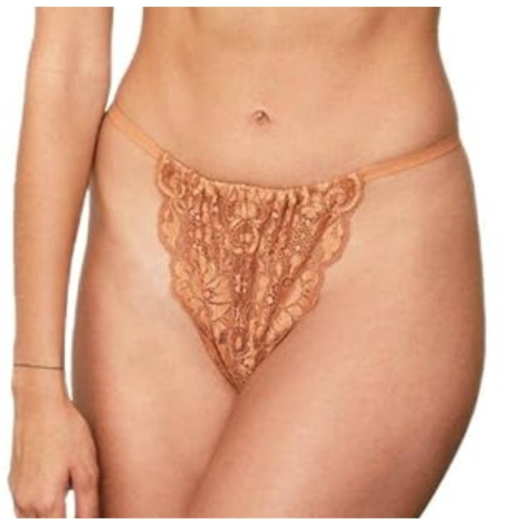 Free People x WE ARE HAH Chase Me Down Panty L Brown Sugar Lace Adustable NWT